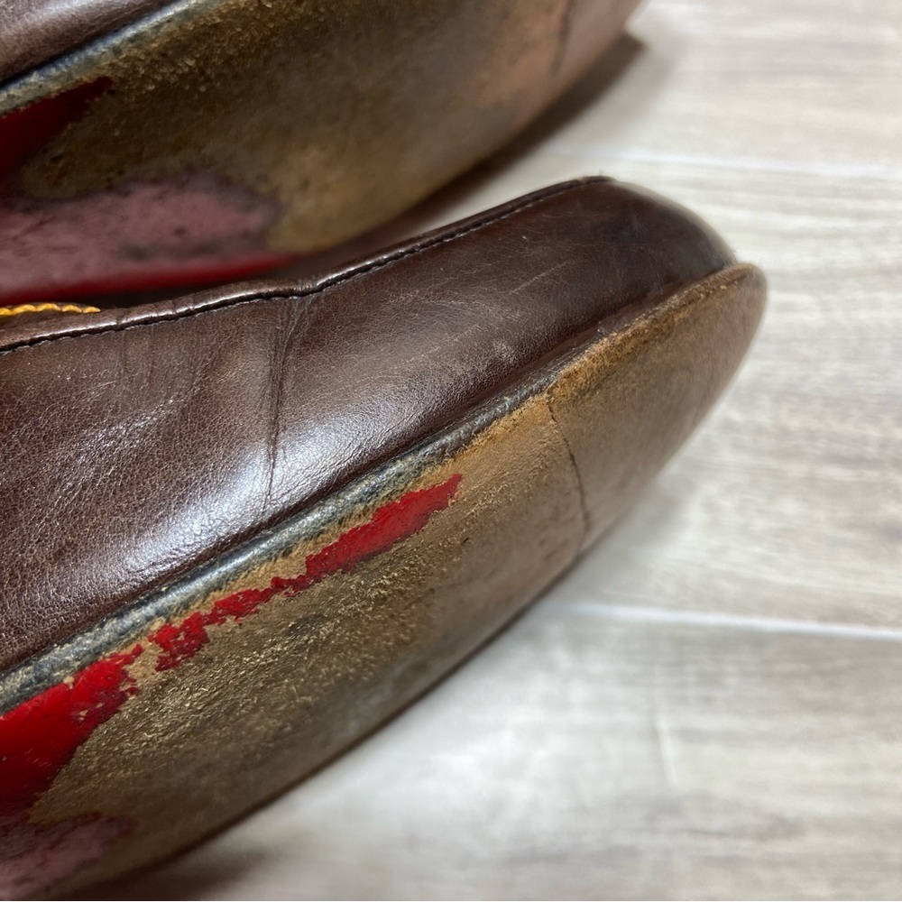 CHRISTIAN LOUBOUTIN VTG Red Bottom Brown Leather Penny Loafer Size 39 (US 9) - Picture 12 of 14